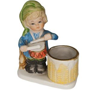 Little Drummer Boy Porcelain Candle Holder Vintage 1978